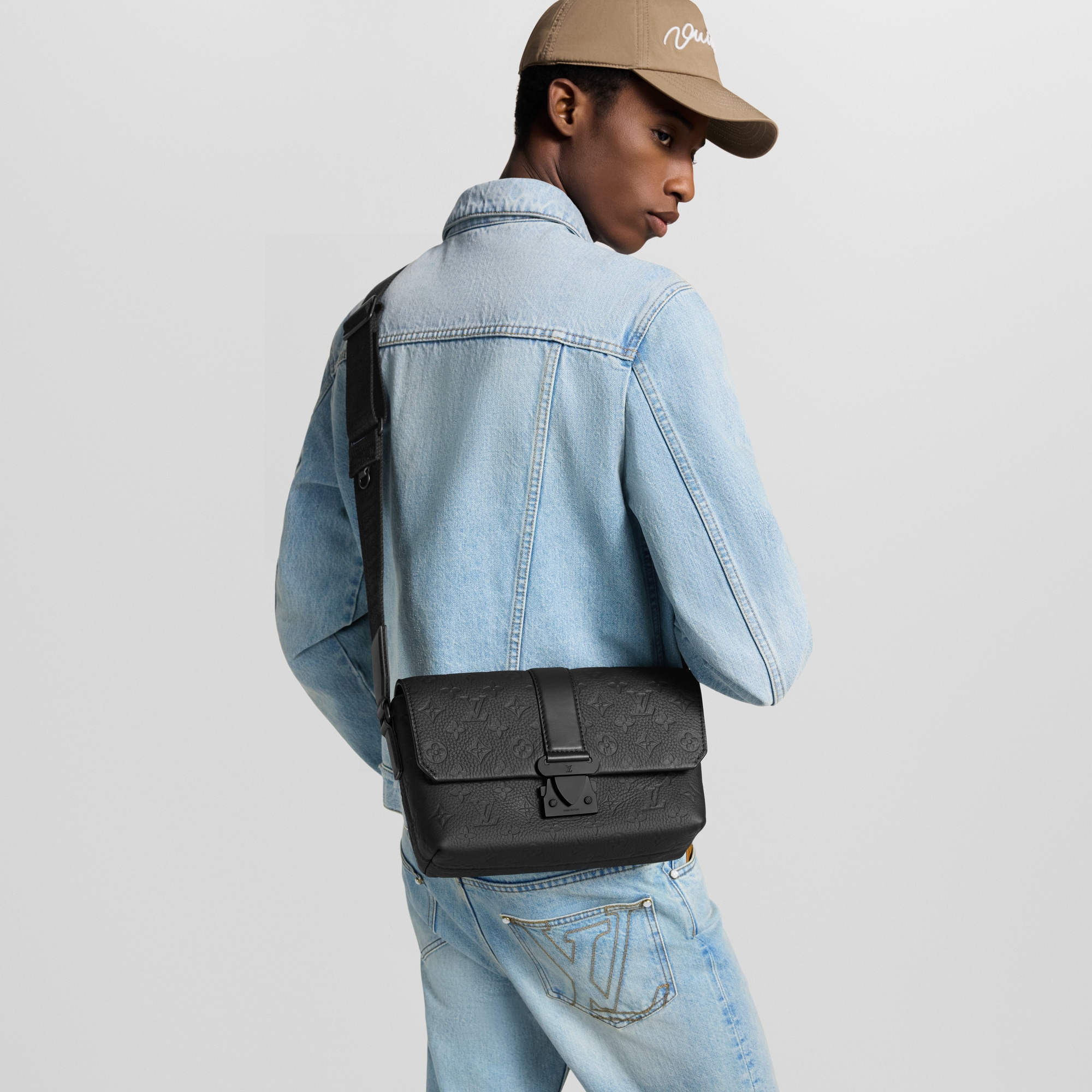 S-Cape Messenger Bag - Luxury Monogram Taurillon Leather Black